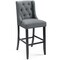 Modway 46 Inch Bar Stool, Button Tufted, Gray Fabric, Black,